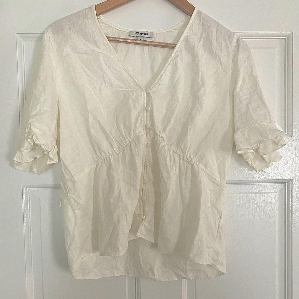 Madewell Button Down Ruffled Sleeves Shirt
